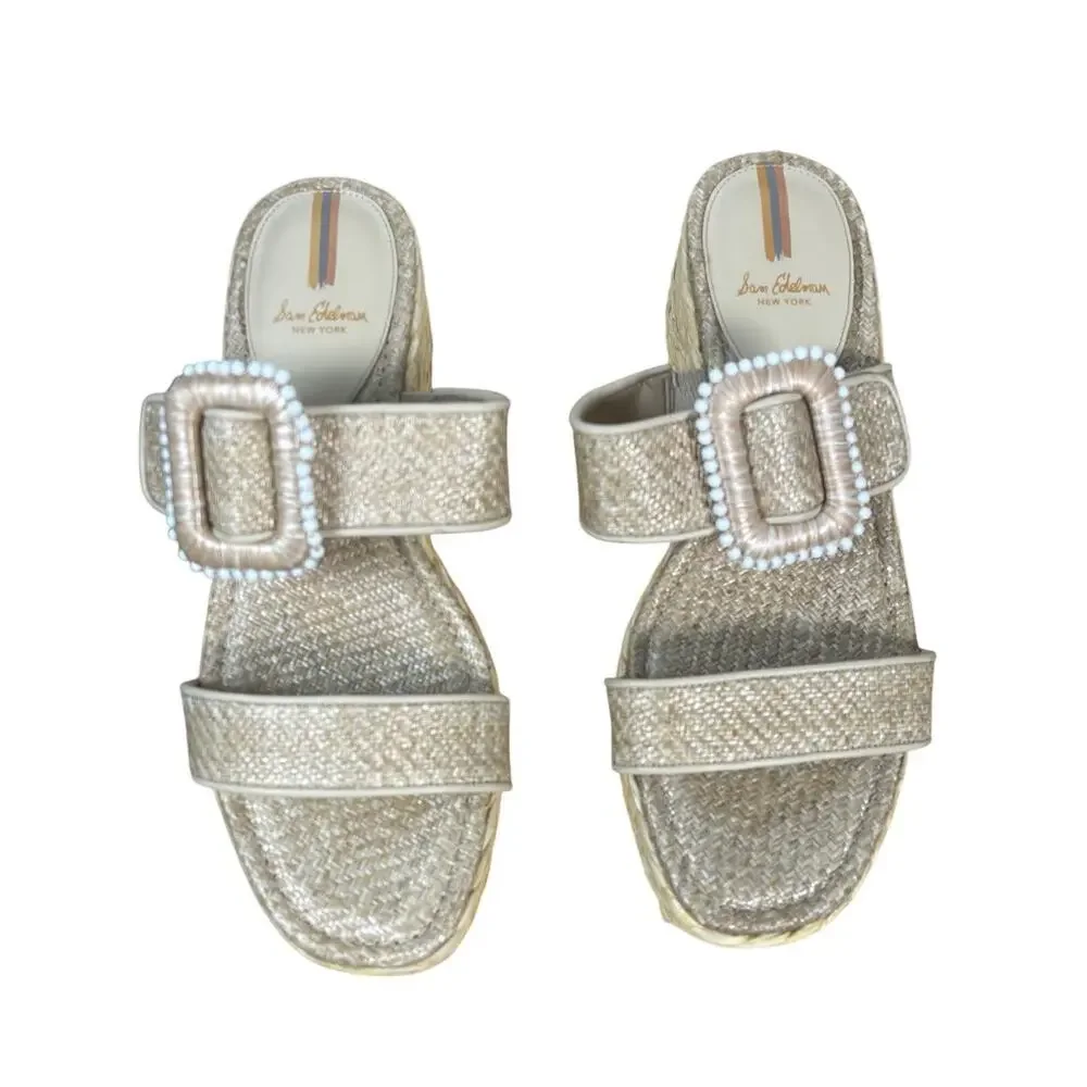 Sam Edelman Chase Espadrille Wedge Platform Sandal Buckle Size 9 - Picture 7 of 9